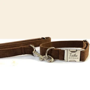Laisse Chien Velours Côtelé Chocolat