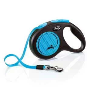 Laisse-enrouleur flexi New Neon (5 m), bleu