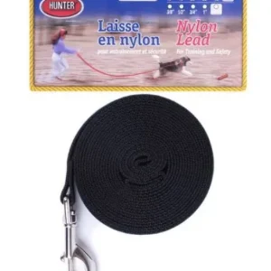Laisse pour chiens en nylon noire, Hunter 10 pieds