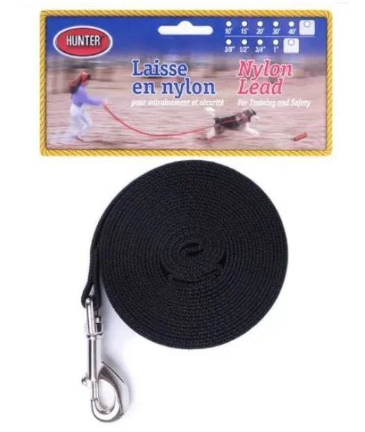 Laisse pour chiens en nylon noire, Hunter 30 pieds