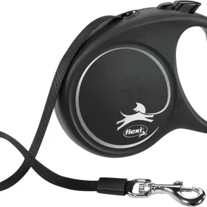 Laisse sangle « Black Design » – Noir (L) – Flexi J’ai plus de croquettes