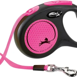Laisse sangle « Flexi New Neon » rose fluo (S) – Flexi J’ai plus de croquettes
