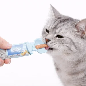 Leeby - Cuillère Distributrice pour Friandises Crémeuse pour Chats - Bleu