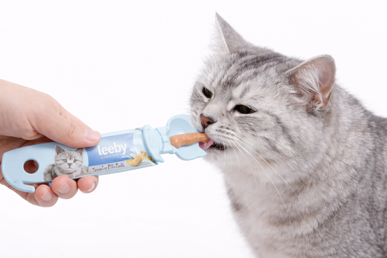 Leeby - Cuillère Distributrice pour Friandises Crémeuse pour Chats - Bleu