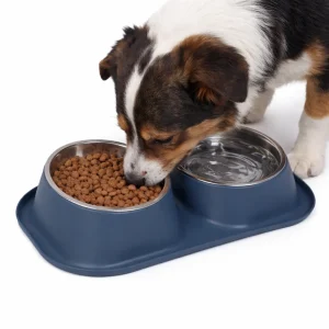 Leeby - Gamelle Double avec Bols Inox pour Chiens - 2x350ml