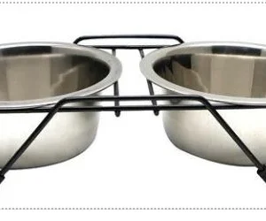 Leeby - Gamelle Double en Inox avec Support pour Chiens