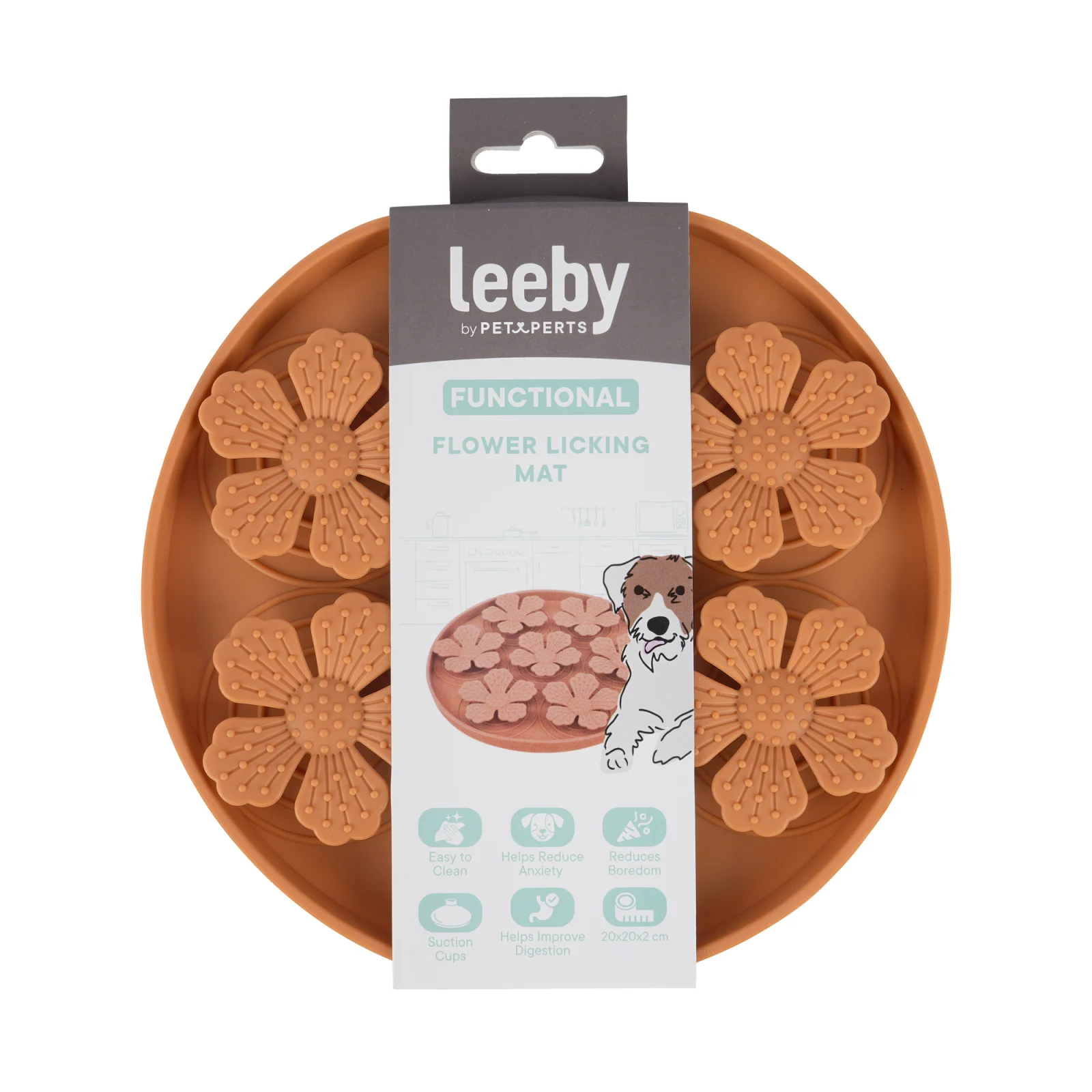Leeby - Tapis à Lécher Fleurs pour Chiens - Orange