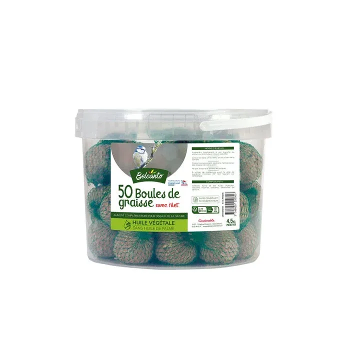 Les produits LaMaison.fr Alimentation – Boules de graisse avec filet pour oiseaux – Seau de 50