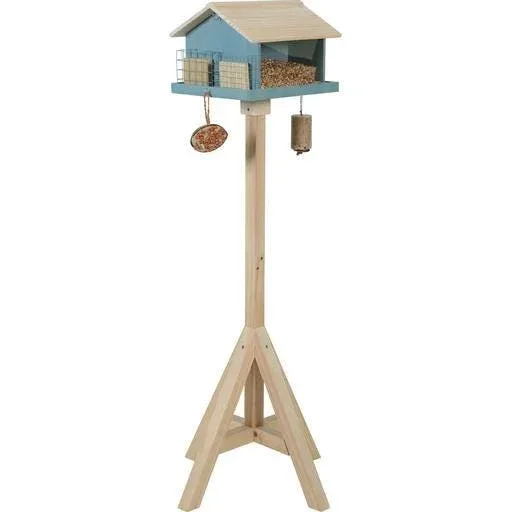 Les produits LaMaison.fr Habitat, accessoires – Mangeoire Coucou sur pied en bois avec toit 140cm bleu