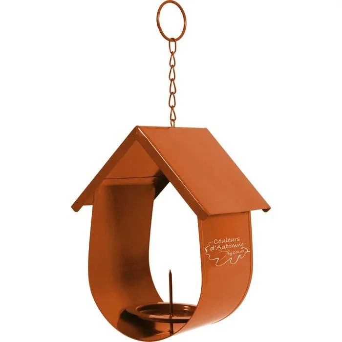 Les produits LaMaison.fr Habitat, accessoires – Support boule de graisse « Cabane » en métal orange