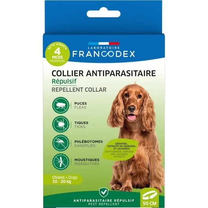 Les produits LaMaison.fr Hygiène et soin – Collier insectifuge pour chien 10/20kg 60cm FRANCODEX