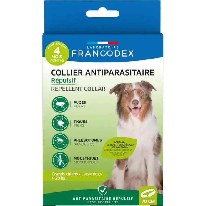 Les produits LaMaison.fr Hygiène et soin – Collier insectifuge pour chien +de 20kg 72cm FRANCODEX