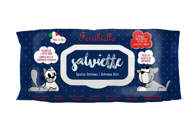 Lingettes humides saleté extrême x40 – Ferribiella J’ai plus de croquettes