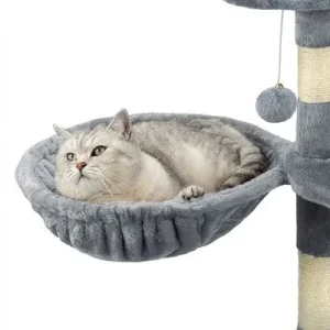 lionto 2x hamac en peluche douce pour arbre à chat avec cadre métallique