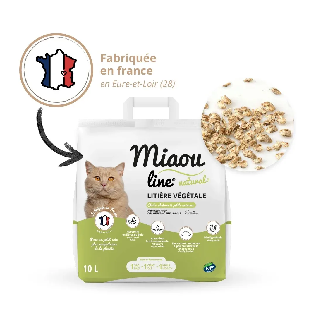 Litière végétale Miaou Line Natural - chat, chaton, rongeurs - Image 2
