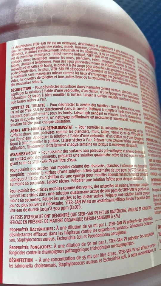 Loona Ster-San PV concentré 4 Litres, Désinfectant fongicide, virucide sans rinçage - Image 2