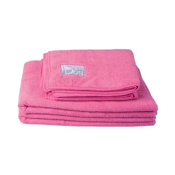 Lot de 2 serviettes microfibre – Rose (Taille 2) – IdealDog J’ai plus de croquettes