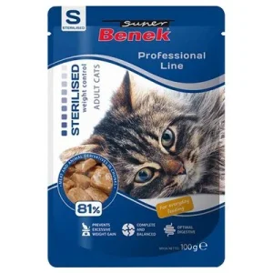 Lot Super Benek Professional Line Sterilised Adult 48 x 100 g pour chat