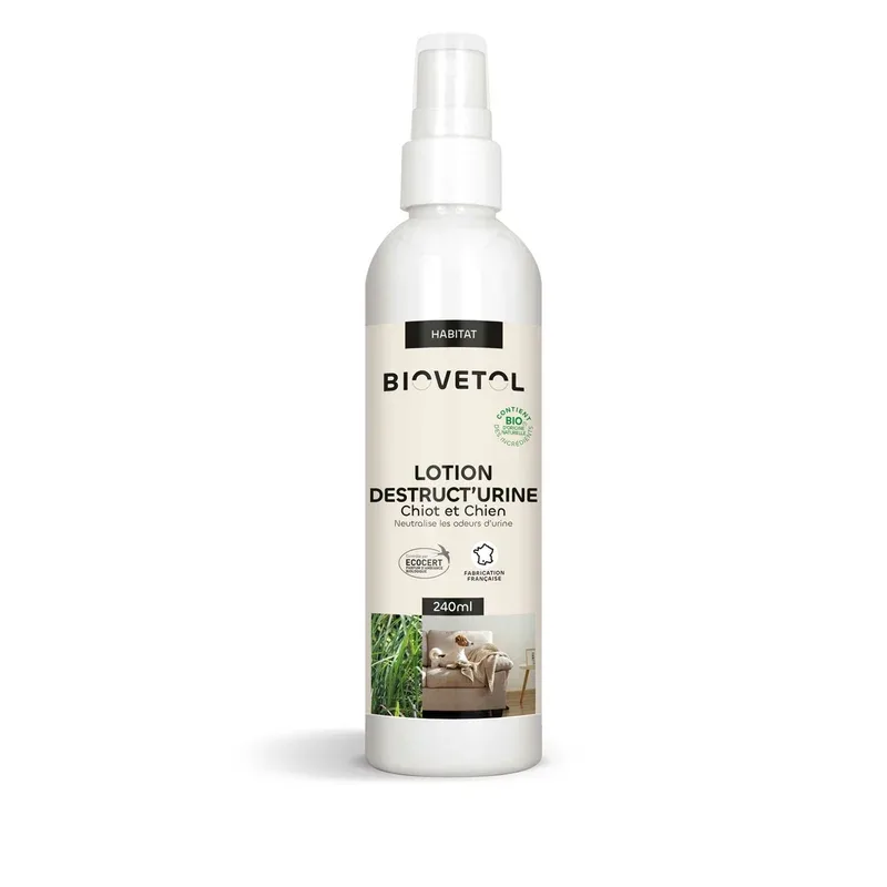 Lotion Destruct’urine BIOVETOL : chiot et chien – Habitat – Notre passion, vos animaux !