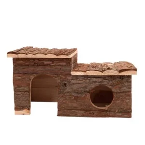 Maisonnette en rondins avec terrasse pour rongeur