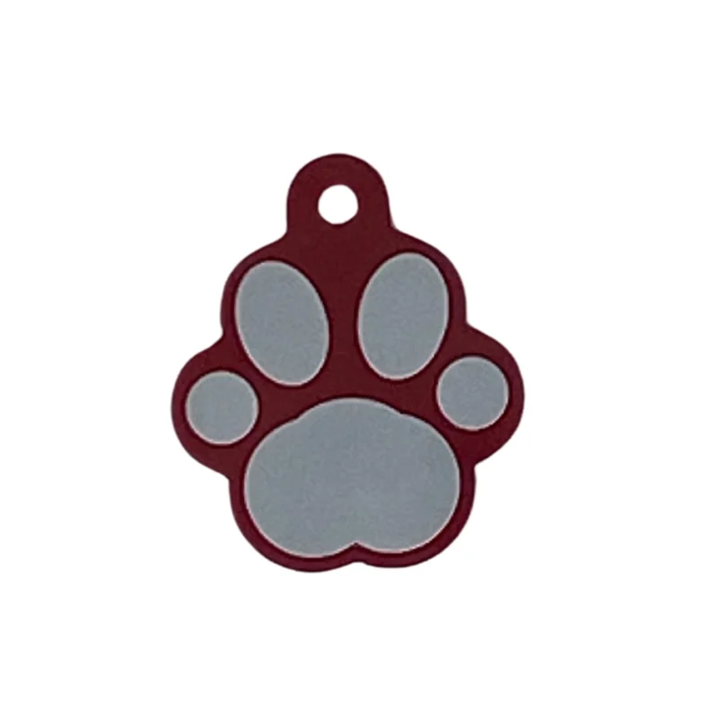 Médaille pour chien, forme de patte rouge