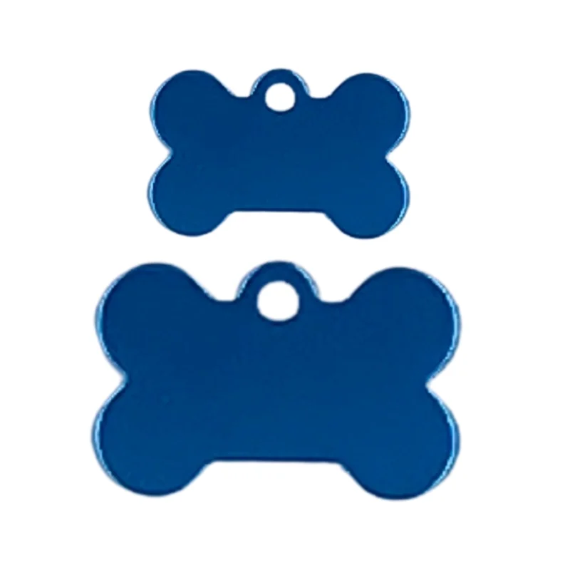 Médaille pour chien, forme d’os couleur bleu