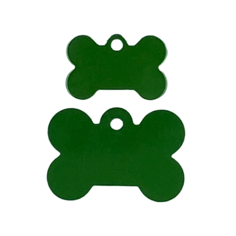 Médaille pour chien, forme d’os couleur verte