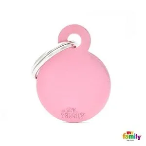 Médaille ronde rose Basic (M) – MyFamily J’ai plus de croquettes