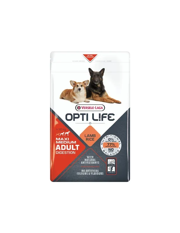 Medium et Maxi Adult Digestion 12.5Kg – Opti-Life – Croquettes chiens adultes