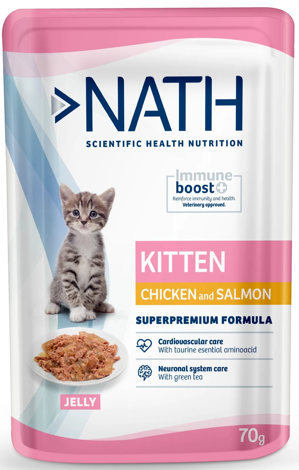Nath - Pâtée en gelée Kitten Jelly au poulet et saumon pour Chatons de 4 à 12 mois - 70g