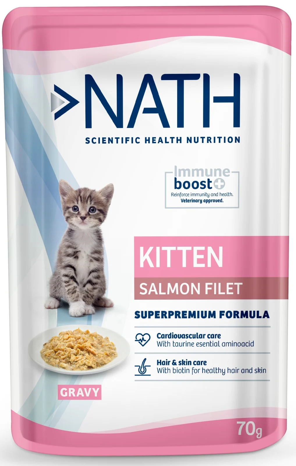 Nath - Pâtée en sauce au saumon pour Chatons de 4 à 12 mois - 70g