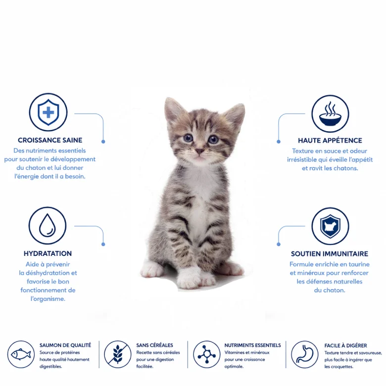 Nath - Pâtée en sauce au saumon pour Chatons de 4 à 12 mois - 70g - Image 2