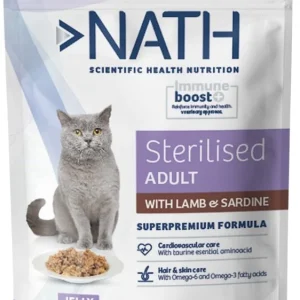 Nath - Pâtée Jelly Immune boost+ Sterilised Agneau Sardine pour Chats - 85g