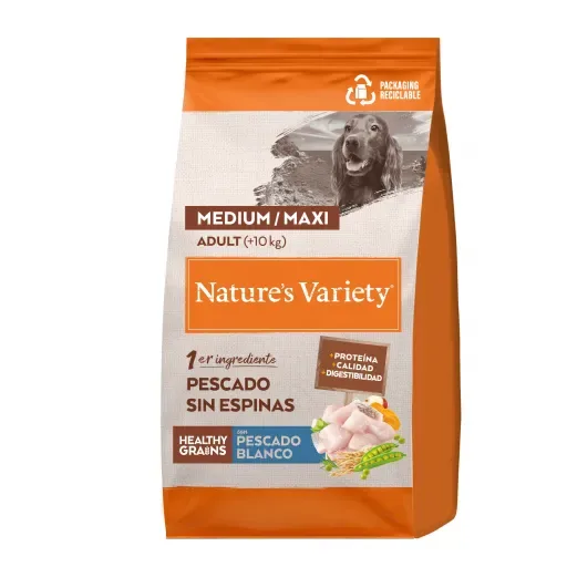 Nature’s Variety Croquettes Medium Adult Healthy Grain au Poisson Blanc pour Chiens – France