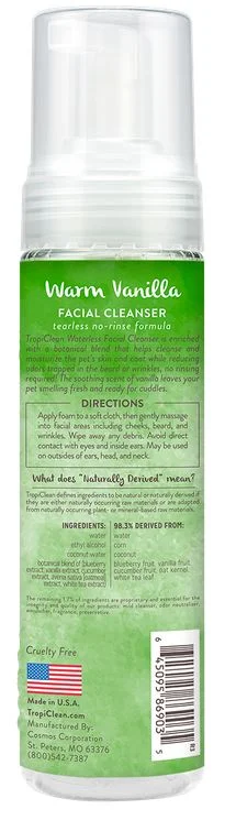 Nettoyant facial sans eau Tropiclean pour les chiens et chats - Image 2