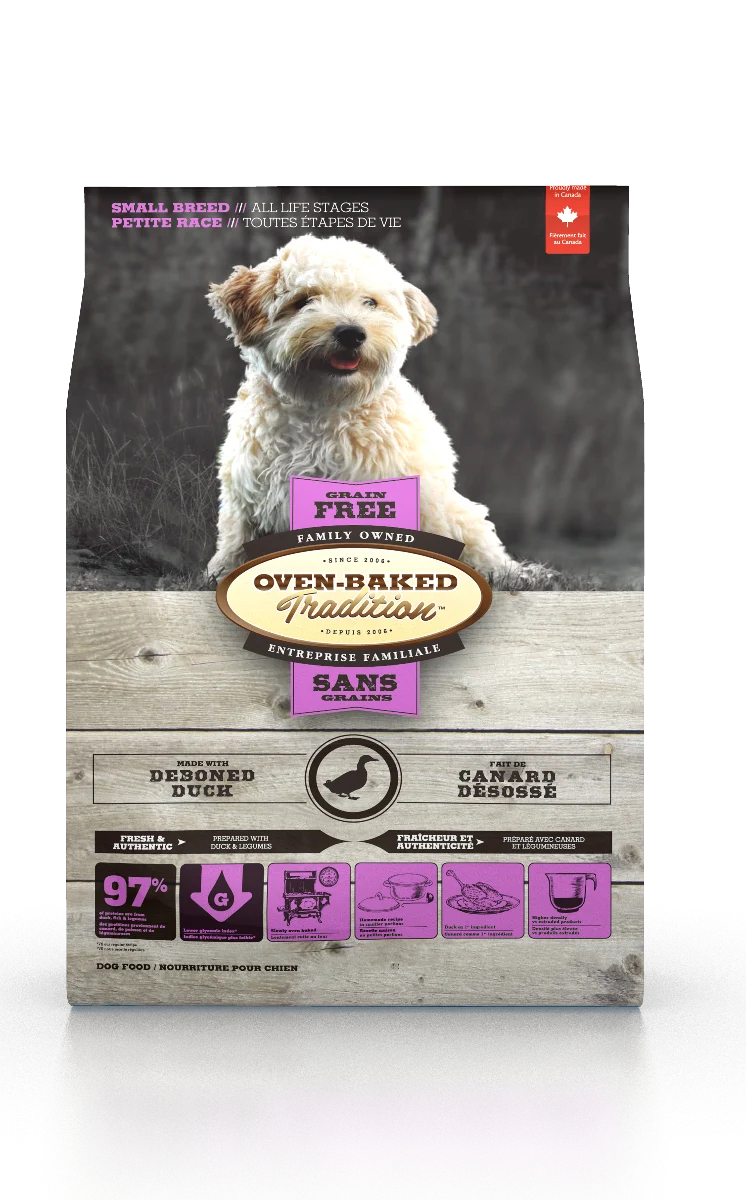 Nourriture chien, toutes étapes de vie, petite race, canard, SANS GRAIN, Oven-Baked 5lb (2.27kg) - Image 2