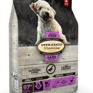 Nourriture chien, toutes étapes de vie, petite race, canard, SANS GRAIN, Oven-Baked 5lb (2.27kg)