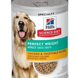 Nourriture pour chien humide, poids parfait, entrée de poulet et légumes, Hill’s Science Diet, 363 g (12.8 oz)