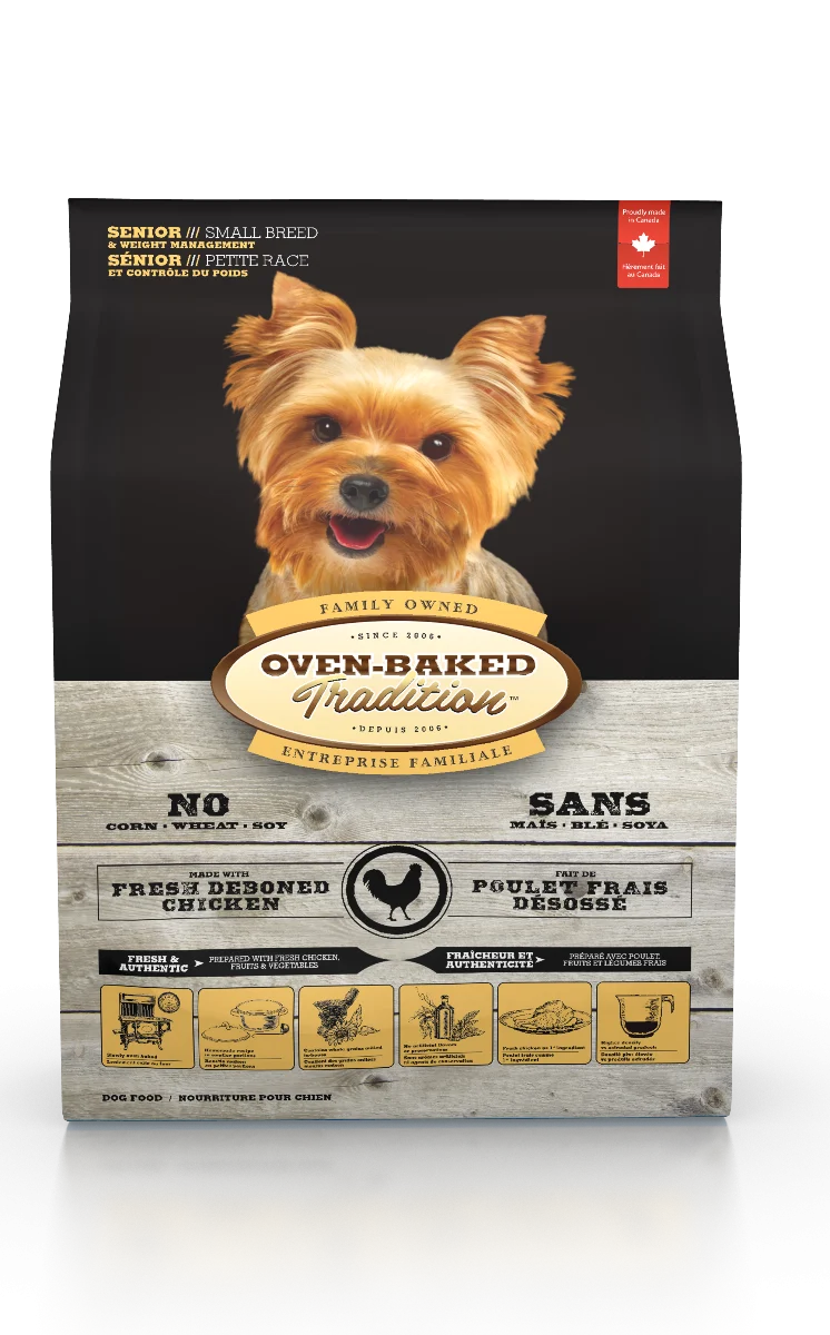 Nourriture pour chien sénior, petite race, contrôle du poids, poulet, Oven baked 5lb (2.27 kg)