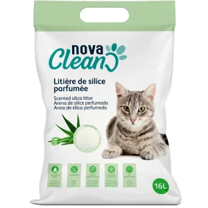 Nova Clean - Litière Silice Parfumée à l'Aloe Vera - 16L