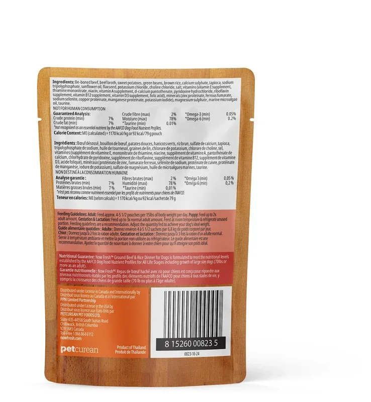 Now Fresh – Chien Boeuf Haché et Riz – Nourriture Humide pour Chiens en Pochette
