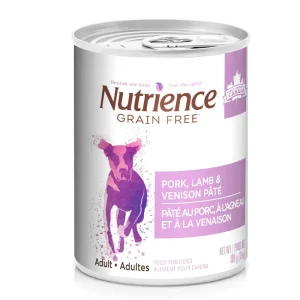 Nutrience Sans Grains – Chien Adulte Pâté de Porc, Agneau et Venaison – Nourriture Humide pour Chiens