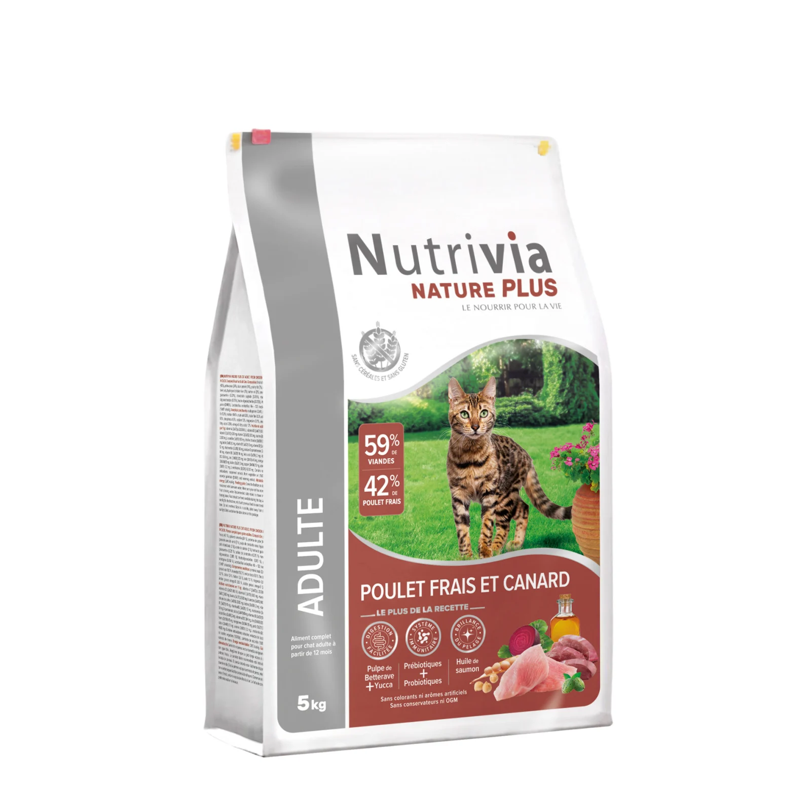 Nutrivia Nature Plus - Croquettes Naturelles au Poulet et Canard pour Chats Adultes - 5kg - Image 2