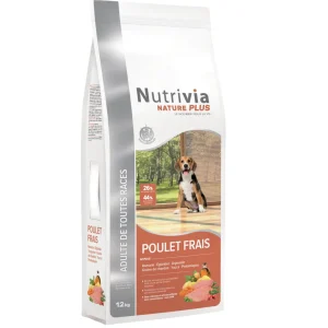 Nutrivia Nature Plus - Croquettes Naturelles au Poulet Frais pour Chien de Toutes Races - 12Kg