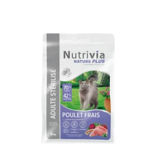 Nutrivia Nature Plus - Croquettes Naturelles au Poulet pour Chats Stérilisés - 2kg