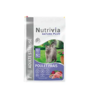 Nutrivia Nature Plus - Croquettes Naturelles au Poulet pour Chats Stérilisés - 5kg