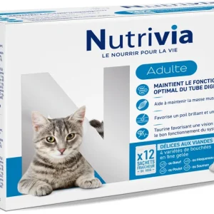 Nutrivia - Sachets en Gelée à la Viande et au Poisson pour Chats Adultes - 12x100g