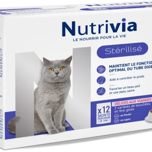Nutrivia - Sachets en Gelée à la Viande pour Chats Adultes Stérilisés - 12x100g