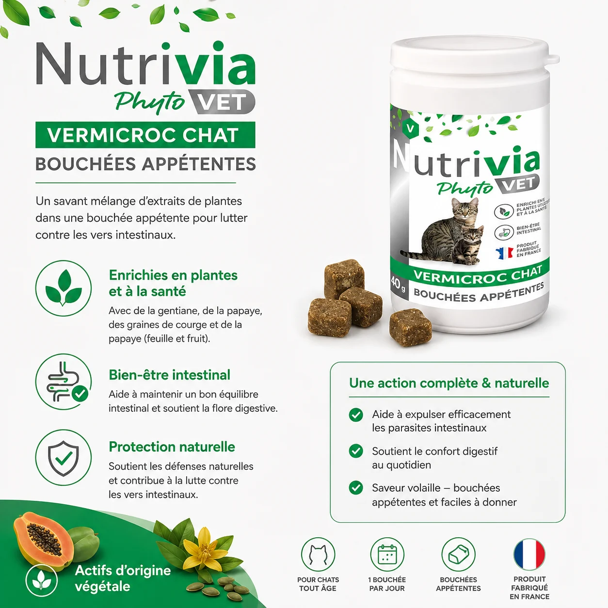Nutrivia Vet - Bouchées Appétentes Vermicroc pour Chats - 40g - Image 2