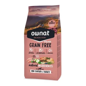 Ownat - Croquettes Mini PRIME Grain Free Poulet et Dinde pour Chiens - 3Kg
